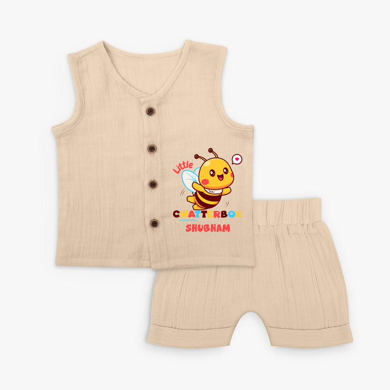 Transform Your Boys Look With The Addition of Our "Chatterbox " Customized Jabla set - CREAM - 0 - 3 Months Old (Chest 9.8")