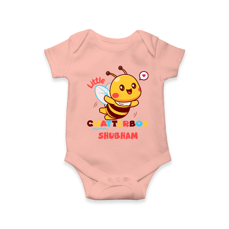 Transform Your Boys Look With The Addition of Our "Chatterbox " Fashionable Casual Romper - PEACH - 0 - 3 Months Old (Chest 16")