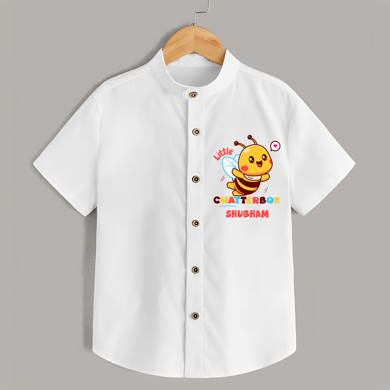 Transform Your Boys Look With The Addition of Our "Chatterbox " Fashionable Casual Shirts - WHITE - 0 - 6 Months Old (Chest 21")