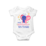 Keep Them Looking Cool And Comfortable With "Social Butterfly" Themed Customized Romper - WHITE - 0 - 3 Months Old (Chest 16")