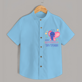 Keep Them Looking Cool And Comfortable With "Social Butterfly" Themed Casual Shirt - SKY BLUE - 0 - 6 Months Old (Chest 21")
