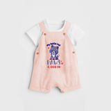 Keep Them Looking Cool And Comfortable With "My Bestie Has Paws" Trendy Customized Dungaree set - PEACH - 0 - 5 Months Old (Chest 18")