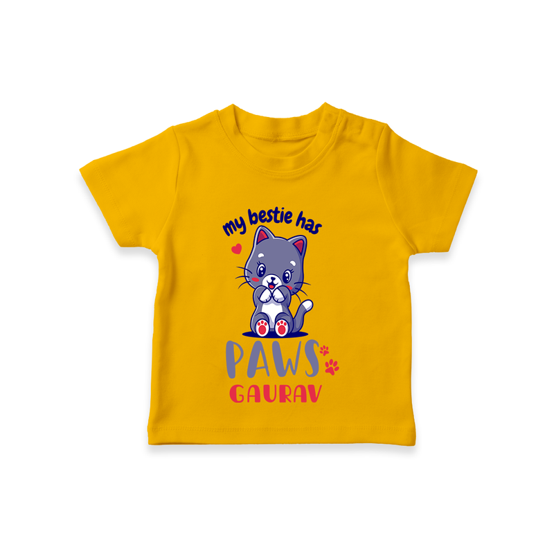 Keep Them Looking Cool And Comfortable With "My Bestie Has Paws" Trendy Casual T-Shirts - CHROME YELLOW - 0 - 5 Months Old (Chest 17")