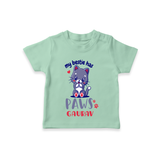 Keep Them Looking Cool And Comfortable With "My Bestie Has Paws" Trendy Casual T-Shirts - MINT GREEN - 0 - 5 Months Old (Chest 17")