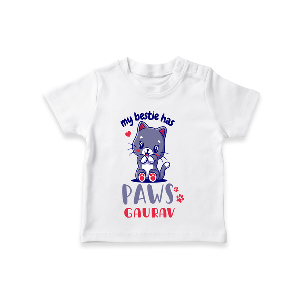 Keep Them Looking Cool And Comfortable With "My Bestie Has Paws" Trendy Casual T-Shirts - WHITE - 0 - 5 Months Old (Chest 17")