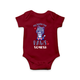 Keep Them Looking Cool And Comfortable With "My Bestie Has Paws" Trendy Customized Romper - MAROON - 0 - 3 Months Old (Chest 16")