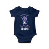 Keep Them Looking Cool And Comfortable With "My Bestie Has Paws" Trendy Customized Romper - NAVY BLUE - 0 - 3 Months Old (Chest 16")