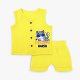 Make Dressing Up Fun And Enjoyable With "Meowsome"  Themed Customized Jabla set - YELLOW - 0 - 3 Months Old (Chest 9.8")