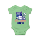 Make Dressing Up Fun And Enjoyable With "Meowsome"  Themed Customized Romper - GREEN - 0 - 3 Months Old (Chest 16")