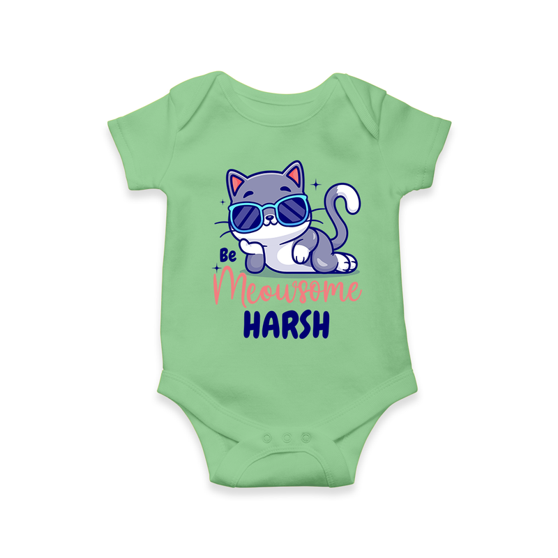 Make Dressing Up Fun And Enjoyable With "Meowsome"  Themed Customized Romper - GREEN - 0 - 3 Months Old (Chest 16")