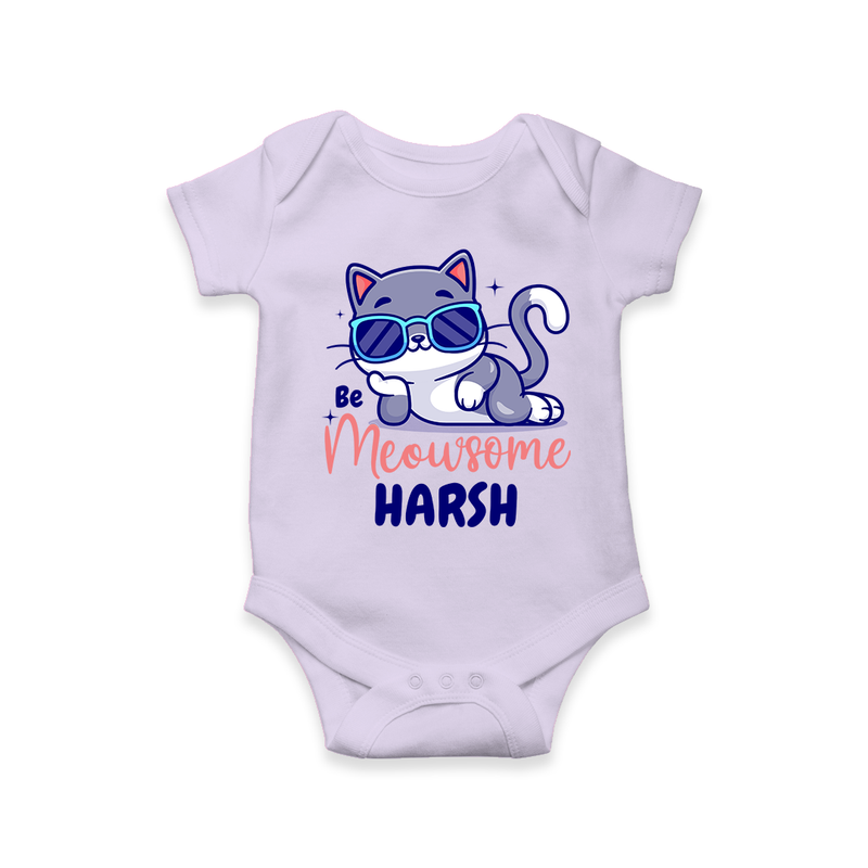 Make Dressing Up Fun And Enjoyable With "Meowsome"  Themed Customized Romper - LILAC - 0 - 3 Months Old (Chest 16")