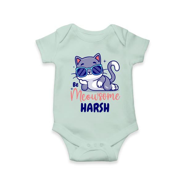 Make Dressing Up Fun And Enjoyable With "Meowsome"  Themed Customized Romper - MINT GREEN - 0 - 3 Months Old (Chest 16")