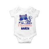 Make Dressing Up Fun And Enjoyable With "Meowsome"  Themed Customized Romper - WHITE - 0 - 3 Months Old (Chest 16")