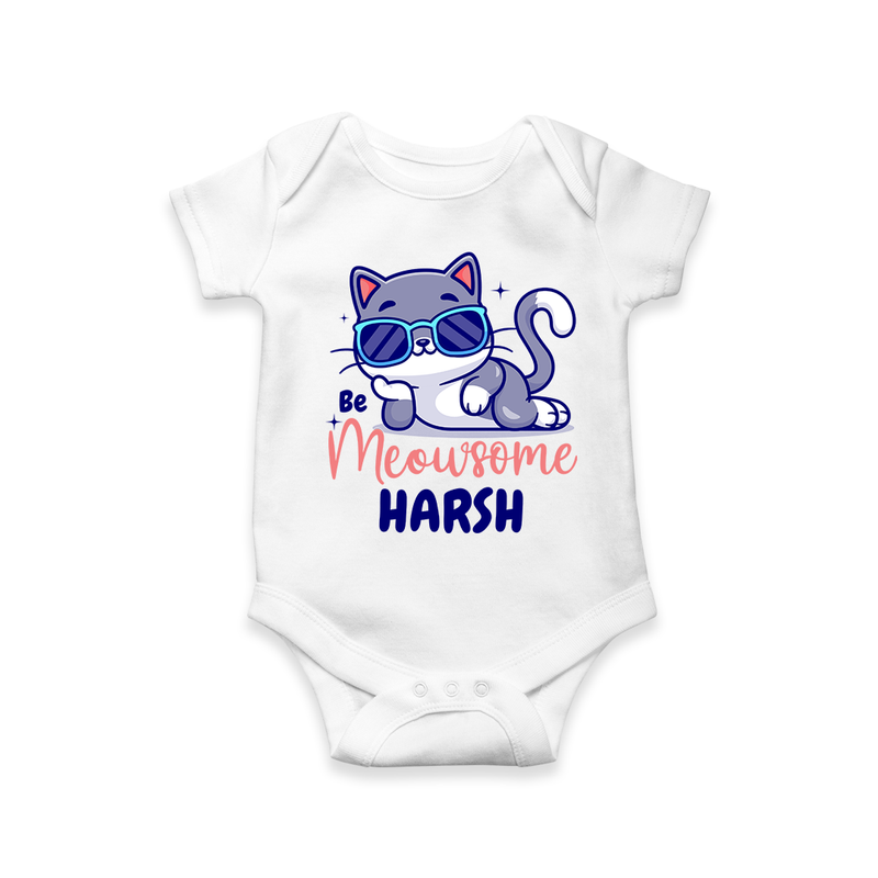 Make Dressing Up Fun And Enjoyable With "Meowsome"  Themed Customized Romper - WHITE - 0 - 3 Months Old (Chest 16")