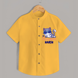 Make Dressing Up Fun And Enjoyable With "Meowsome"  Themed Casual Shirt - YELLOW - 0 - 6 Months Old (Chest 21")