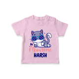 Make Dressing Up Fun And Enjoyable With "Meowsome"  Themed Casual T-Shirts - PINK - 0 - 5 Months Old (Chest 17")