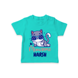 Make Dressing Up Fun And Enjoyable With "Meowsome"  Themed Casual T-Shirts - TEAL - 0 - 5 Months Old (Chest 17")