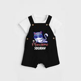 Make Dressing Up Fun And Enjoyable With "Meowsome"  Themed Customized Dungaree set - BLACK - 0 - 5 Months Old (Chest 18")