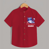 Make Dressing Up Fun And Enjoyable With "Meowsome"  Themed Casual Shirt - RED - 0 - 6 Months Old (Chest 21")