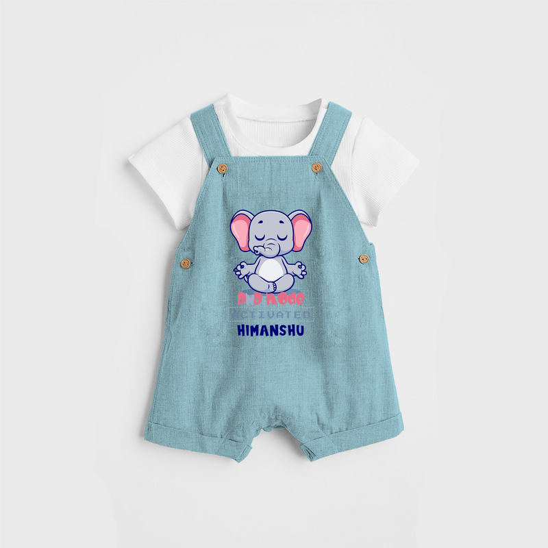 Help Your Son To Develop His Personal Style With Our Range of "DND Mode - Activated" Customized Dungaree set - ARCTIC BLUE - 0 - 5 Months Old (Chest 18")