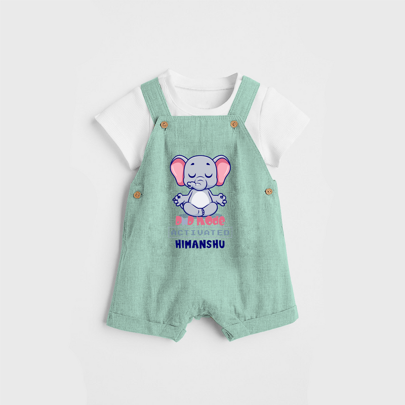 Help Your Son To Develop His Personal Style With Our Range of "DND Mode - Activated" Customized Dungaree set - MINT GREEN - 0 - 5 Months Old (Chest 18")