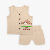 Make Sure Your Son is Always Dressed Appropriately With Our " Excuse Me While I Recharge" Customized Jabla set - CREAM - 0 - 3 Months Old (Chest 9.8")