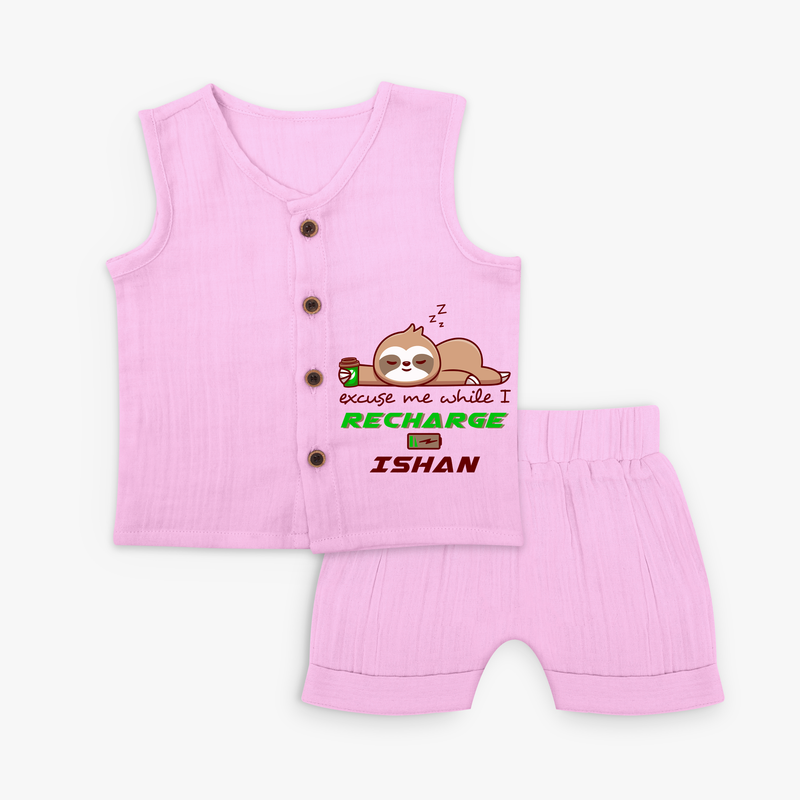 Make Sure Your Son is Always Dressed Appropriately With Our " Excuse Me While I Recharge" Customized Jabla set - LAVENDER ROSE - 0 - 3 Months Old (Chest 9.8")