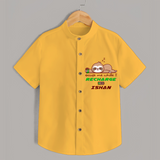 Make Sure Your Son is Always Dressed Appropriately With Our " Excuse Me While I Recharge" Casual Shirts - YELLOW - 0 - 6 Months Old (Chest 21")
