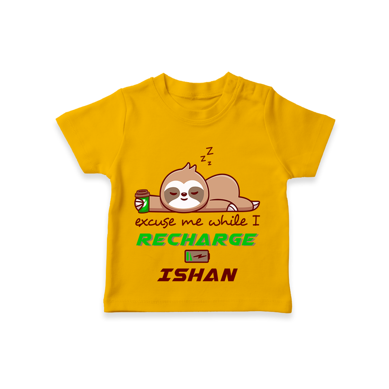 Make Sure Your Son is Always Dressed Appropriately With Our " Excuse Me While I Recharge" Casual T-Shirts - CHROME YELLOW - 0 - 5 Months Old (Chest 17")