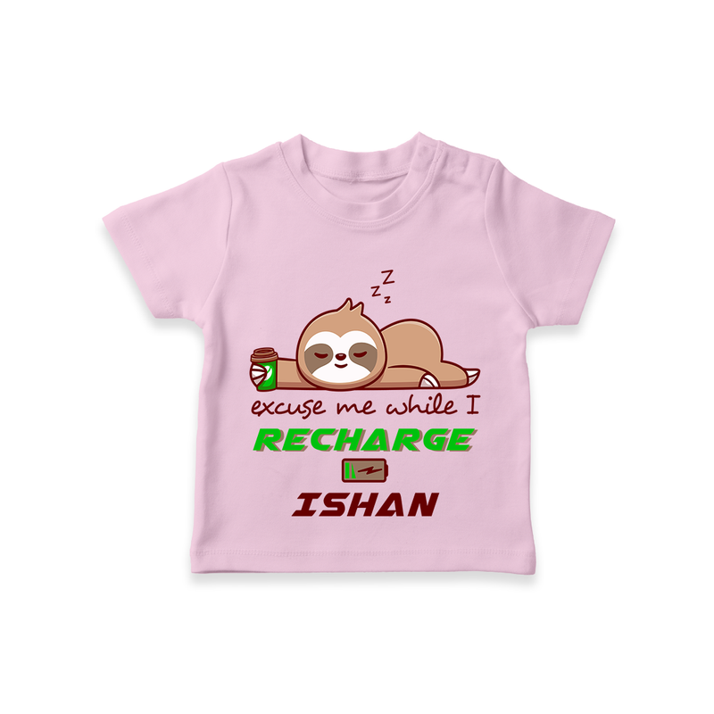 Make Sure Your Son is Always Dressed Appropriately With Our " Excuse Me While I Recharge" Casual T-Shirts - PINK - 0 - 5 Months Old (Chest 17")