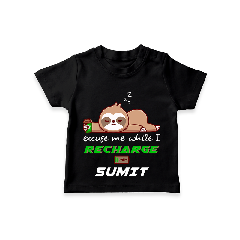 Make Sure Your Son is Always Dressed Appropriately With Our " Excuse Me While I Recharge" Casual T-Shirts - BLACK - 0 - 5 Months Old (Chest 17")