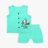 Refresh Your Sons Wardrobe With "Tired Of Being Cute " Customized Jabla set - AQUA GREEN - 0 - 3 Months Old (Chest 9.8")