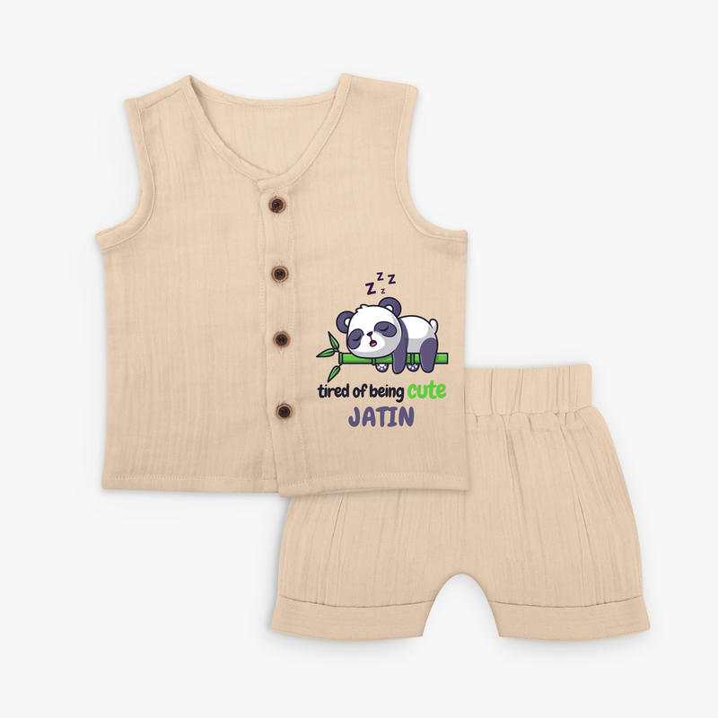 Refresh Your Sons Wardrobe With "Tired Of Being Cute " Customized Jabla set - CREAM - 0 - 3 Months Old (Chest 9.8")