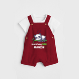 Refresh Your Sons Wardrobe With "Tired Of Being Cute " Customized Dungaree set - RED - 0 - 5 Months Old (Chest 18")