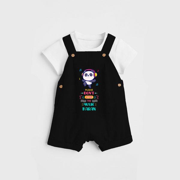 Update And Refresh Your Sons Wardrobe With Our "Don't Stop The Music-Panda" Customized Dungaree set - BLACK - 0 - 5 Months Old (Chest 18")