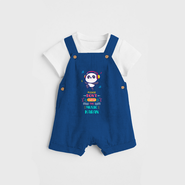 Update And Refresh Your Sons Wardrobe With Our "Don't Stop The Music-Panda" Customized Dungaree set - COBALT BLUE - 0 - 5 Months Old (Chest 18")