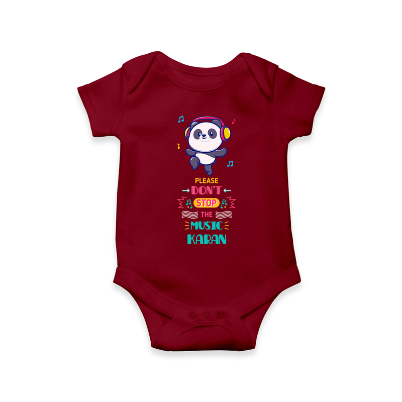 Update And Refresh Your Sons Wardrobe With Our "Don't Stop The Music-Panda" Versatile Casual Romper - MAROON - 0 - 3 Months Old (Chest 16")