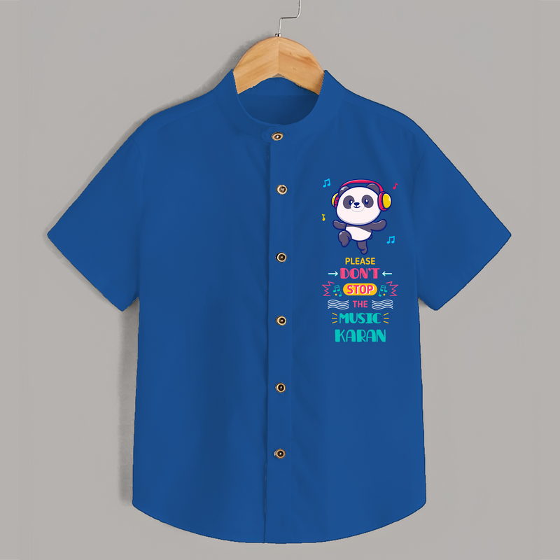 Update And Refresh Your Sons Wardrobe With Our "Don't Stop The Music-Panda" Versatile Casual Shirts - COBALT BLUE - 0 - 6 Months Old (Chest 21")