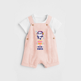 Update And Refresh Your Sons Wardrobe With Our "Don't Stop The Music-Panda" Customized Dungaree set - PEACH - 0 - 5 Months Old (Chest 18")