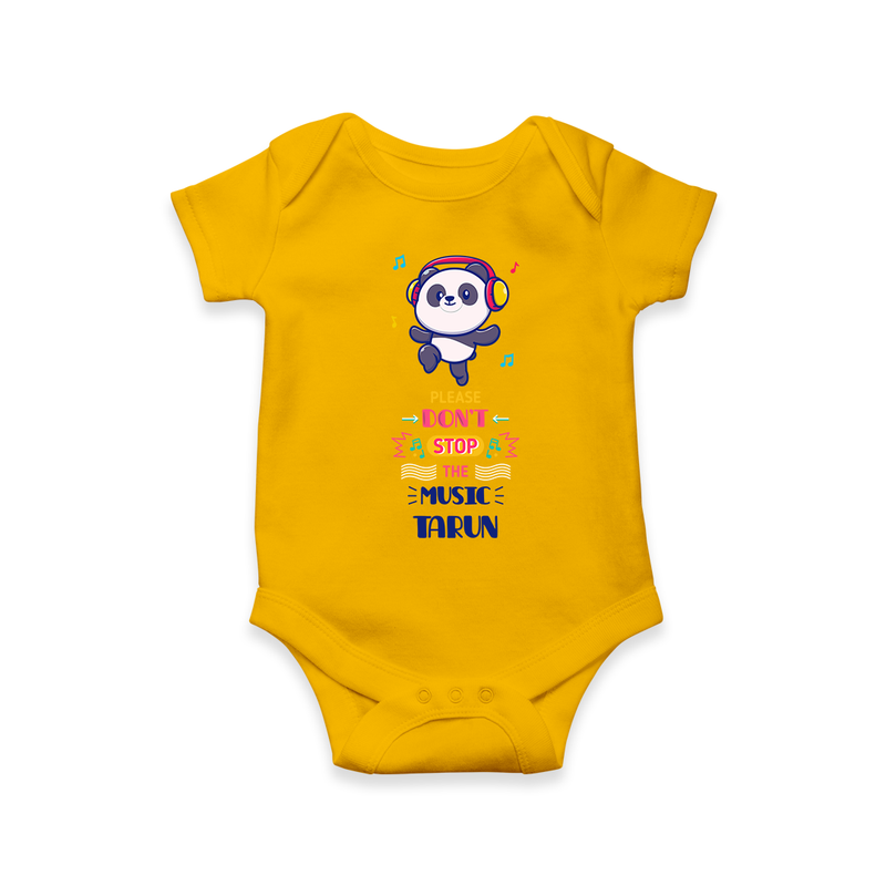 Update And Refresh Your Sons Wardrobe With Our "Don't Stop The Music-Panda" Versatile Casual Romper - CHROME YELLOW - 0 - 3 Months Old (Chest 16")