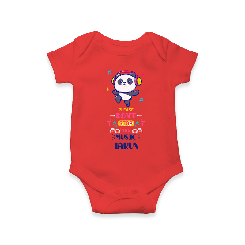 Update And Refresh Your Sons Wardrobe With Our "Don't Stop The Music-Panda" Versatile Casual Romper - RED - 0 - 3 Months Old (Chest 16")