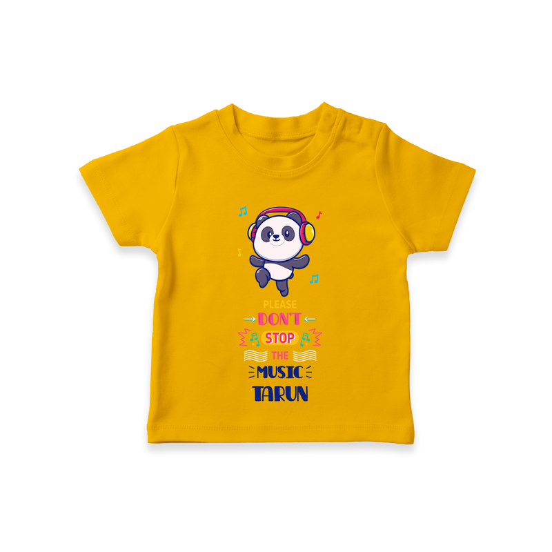 Update And Refresh Your Sons Wardrobe With Our "Don't Stop The Music-Panda" Versatile Casual T-Shirts - CHROME YELLOW - 0 - 5 Months Old (Chest 17")