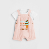 Keep Them Looking Cool With Our "Ice-Scream" Trendy Customized Dungaree set - PEACH - 0 - 5 Months Old (Chest 18")