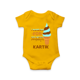 Keep Them Looking Cool With Our "Ice-Scream" Trendy Customized Romper - CHROME YELLOW - 0 - 3 Months Old (Chest 16")