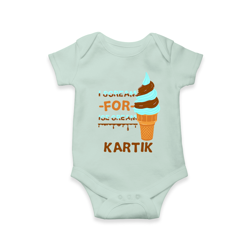 Keep Them Looking Cool With Our "Ice-Scream" Trendy Customized Romper - MINT GREEN - 0 - 3 Months Old (Chest 16")