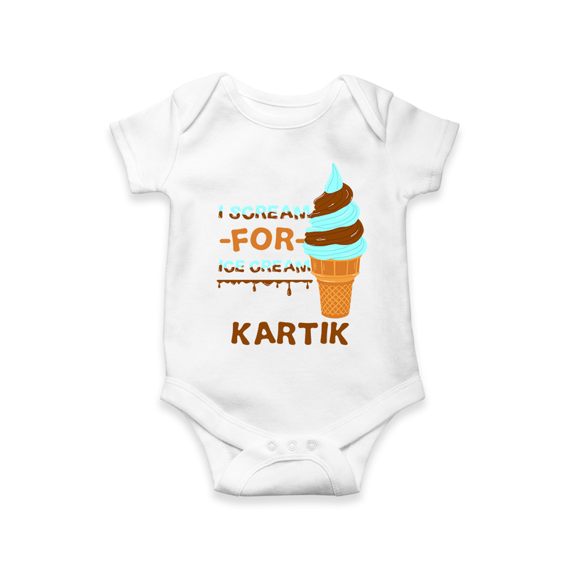 Keep Them Looking Cool With Our "Ice-Scream" Trendy Customized Romper - WHITE - 0 - 3 Months Old (Chest 16")