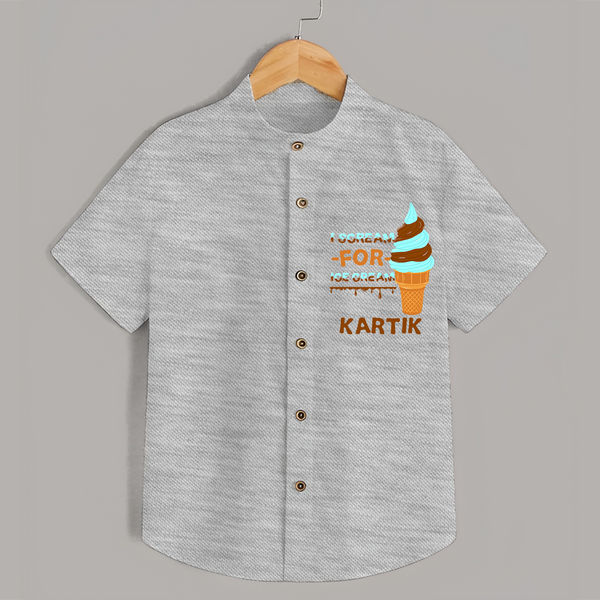 Keep Them Looking Cool With Our "Ice-Scream" Trendy Shirts. - GREY MELANGE - 0 - 6 Months Old (Chest 21")