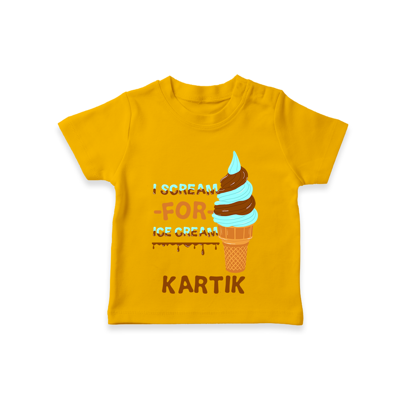 Keep Them Looking Cool With Our "Ice-Scream" Trendy T-Shirts - CHROME YELLOW - 0 - 5 Months Old (Chest 17")