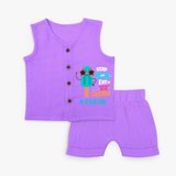 Bring a Sense of Individuality to Your Sons Wardrobe With Our "Stay Cool Eat Ice Cream" Customized Jabla set - PURPLE - 0 - 3 Months Old (Chest 9.8")