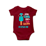 Bring a Sense of Individuality to Your Sons Wardrobe With Our "Stay Cool Eat Ice Cream" Casual Romper - MAROON - 0 - 3 Months Old (Chest 16")